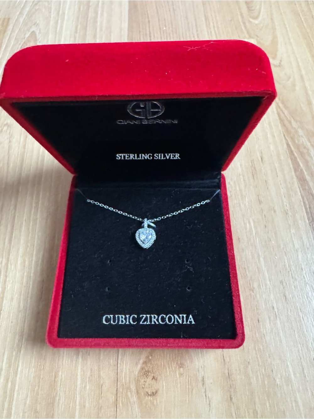 Giani Bernini Silver Heart Pendant Necklace with Cubic Zirconia